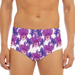 Purple Orchid Flower Pattern Print Men's Triangle Swim Briefs