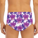 Purple Orchid Flower Pattern Print Men's Triangle Swim Briefs