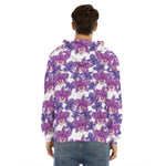 Purple Orchid Flower Pattern Print Men's Velvet Pullover Hoodie