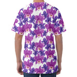 Purple Orchid Flower Pattern Print Men's Velvet T-Shirt