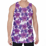 Purple Orchid Flower Pattern Print Men's Velvet Tank Top