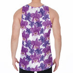 Purple Orchid Flower Pattern Print Men's Velvet Tank Top