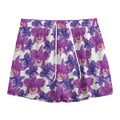Purple Orchid Flower Pattern Print Mesh Shorts