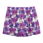 Purple Orchid Flower Pattern Print Mesh Shorts