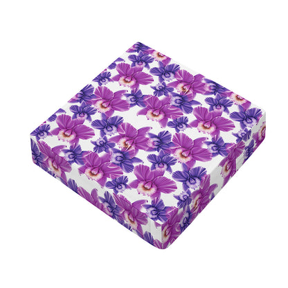 Purple Orchid Flower Pattern Print Outdoor Seat Cushion Cover
