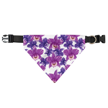 Purple Orchid Flower Pattern Print Over The Collar Dog Bandana