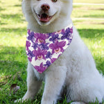 Purple Orchid Flower Pattern Print Over The Collar Dog Bandana