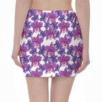 Purple Orchid Flower Pattern Print Pencil Mini Skirt