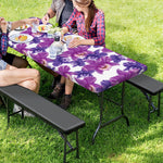 Purple Orchid Flower Pattern Print Picnic Table Cover
