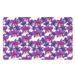 Purple Orchid Flower Pattern Print Polyester Doormat