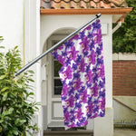 Purple Orchid Flower Pattern Print Polyester Flag