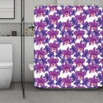 Purple Orchid Flower Pattern Print Polyester Shower Curtain
