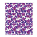 Purple Orchid Flower Pattern Print Polyester Shower Curtain
