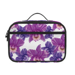 Purple Orchid Flower Pattern Print Portable Lunch Bag