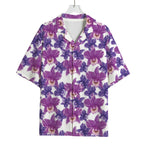 Purple Orchid Flower Pattern Print Rayon Hawaiian Shirt