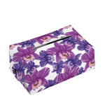 Purple Orchid Flower Pattern Print Rectangle Tissue Box Cover