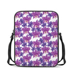 Purple Orchid Flower Pattern Print Rectangular Crossbody Bag