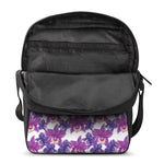 Purple Orchid Flower Pattern Print Rectangular Crossbody Bag