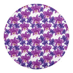 Purple Orchid Flower Pattern Print Round Blanket