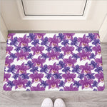 Purple Orchid Flower Pattern Print Rubber Doormat