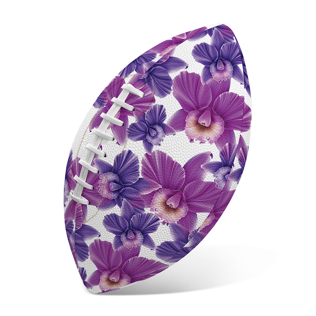 Purple Orchid Flower Pattern Print Rugby Ball