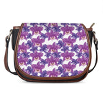 Purple Orchid Flower Pattern Print Saddle Bag