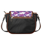 Purple Orchid Flower Pattern Print Saddle Bag