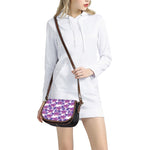 Purple Orchid Flower Pattern Print Saddle Bag