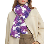 Purple Orchid Flower Pattern Print Scarf