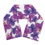 Purple Orchid Flower Pattern Print Scarf