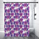 Purple Orchid Flower Pattern Print Shower Curtain