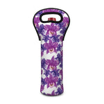 Purple Orchid Flower Pattern Print Single Neoprene Wine Tote
