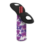 Purple Orchid Flower Pattern Print Single Neoprene Wine Tote