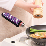 Purple Orchid Flower Pattern Print Skillet Handle Cover