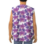 Purple Orchid Flower Pattern Print Sleeveless Baseball Jersey