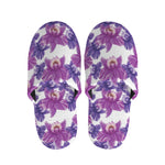 Purple Orchid Flower Pattern Print Slippers