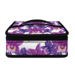 Purple Orchid Flower Pattern Print Small Lunch Bag