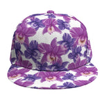 Purple Orchid Flower Pattern Print Snapback Cap