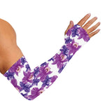 Purple Orchid Flower Pattern Print Sun Protection Arm Sleeves