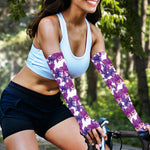Purple Orchid Flower Pattern Print Sun Protection Arm Sleeves