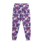 Purple Orchid Flower Pattern Print Sweatpants