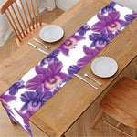 Purple Orchid Flower Pattern Print Table Runner