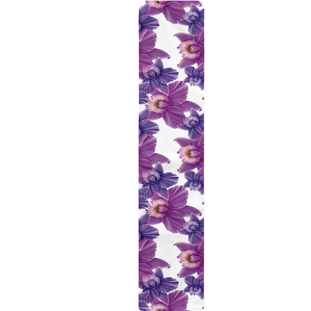 Purple Orchid Flower Pattern Print Table Runner