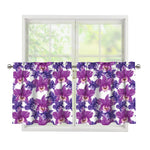 Purple Orchid Flower Pattern Print Tier Curtains