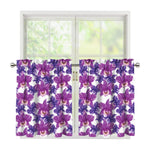 Purple Orchid Flower Pattern Print Tier Curtains