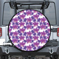 Purple Orchid Flower Pattern Print Tire Cover