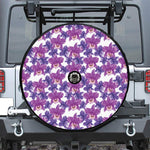 Purple Orchid Flower Pattern Print Tire Cover With Camera Hole