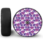 Purple Orchid Flower Pattern Print Tire Cover With Camera Hole