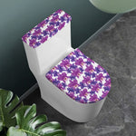 Purple Orchid Flower Pattern Print Toilet Lid And Tank Cover Set