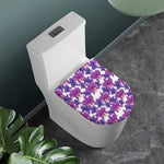 Purple Orchid Flower Pattern Print Toilet Lid Cover